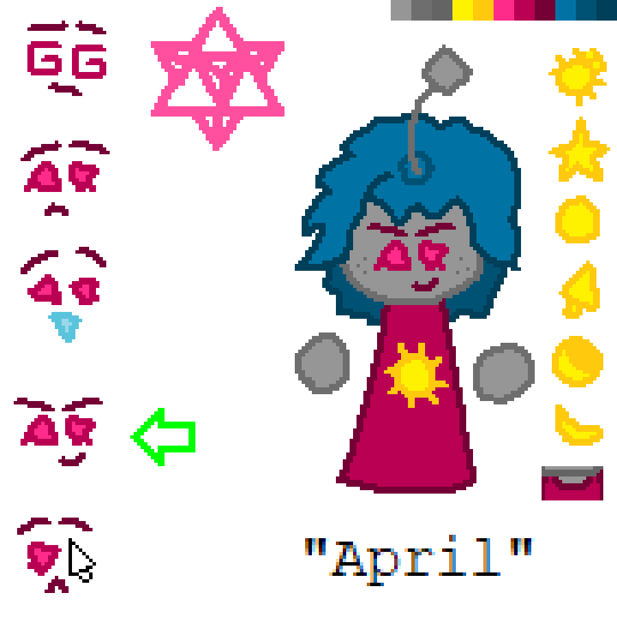 Original April character sheet